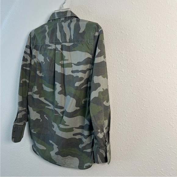 J.Crew Women’s Utility Military Camo Shirt Button Down Green Gray Size 0 Boy Fit - Picture 8 of 10
